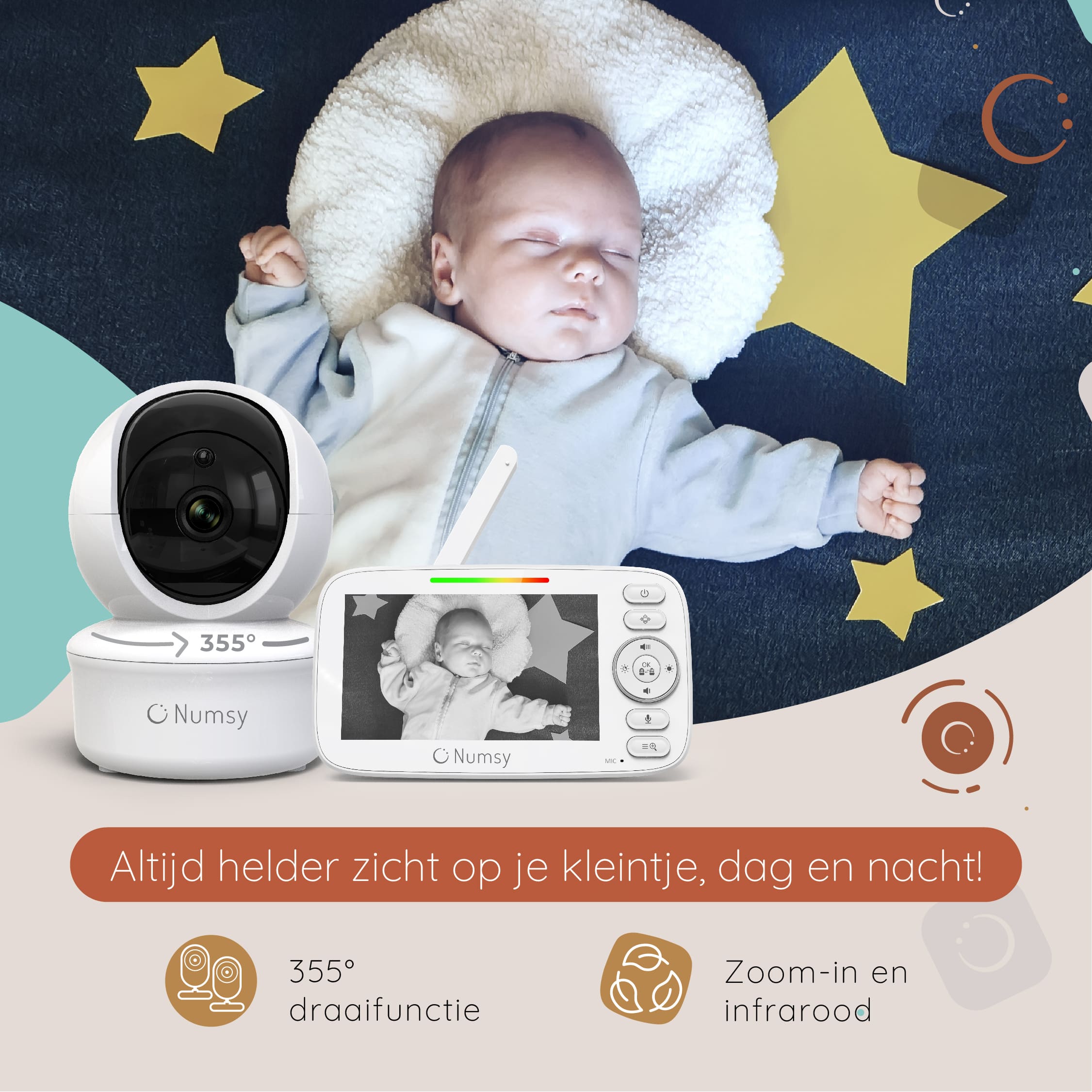 Numsy Parent Pro Babyfoon met Camera